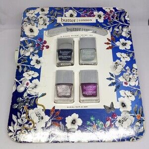 Butter London Set of 4 Mini Nail Polish - 0.2 oz - Creme - Metallic -Shimmer-NEW